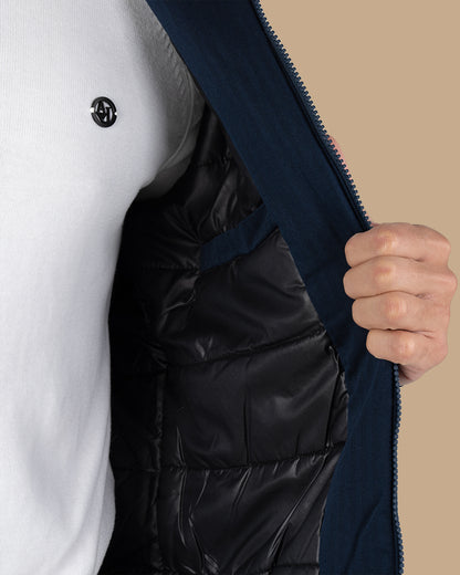 Navy-blue Gabardine Hooded Jacket