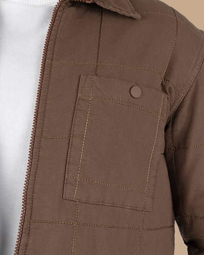 Brown Gabardine Quilted Jacket