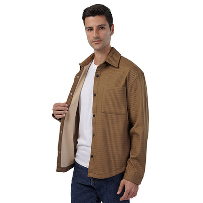 Rich Brown Waffle-Weave Overshirt