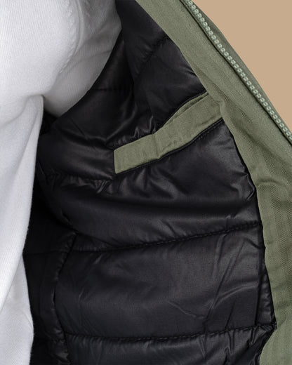 Olive Gabardine Hooded Jacket