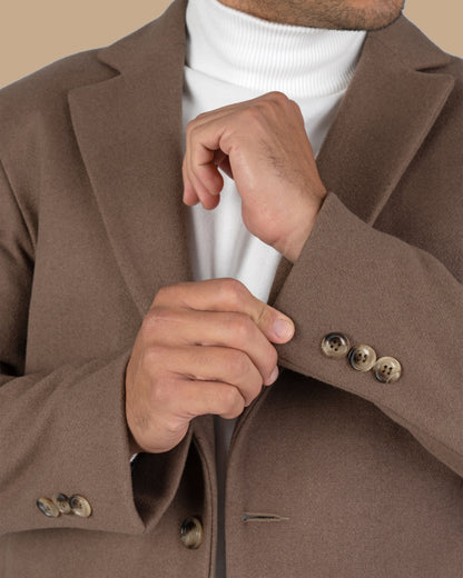 Brown Classic Wool Long Coat