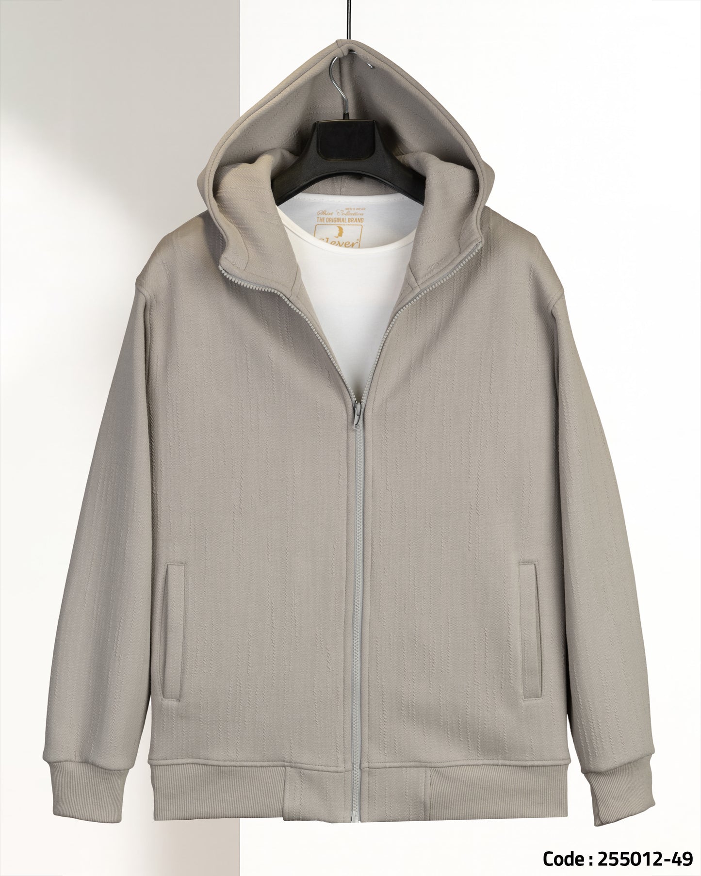 Grey Full-Zipper Cotton Hoodie