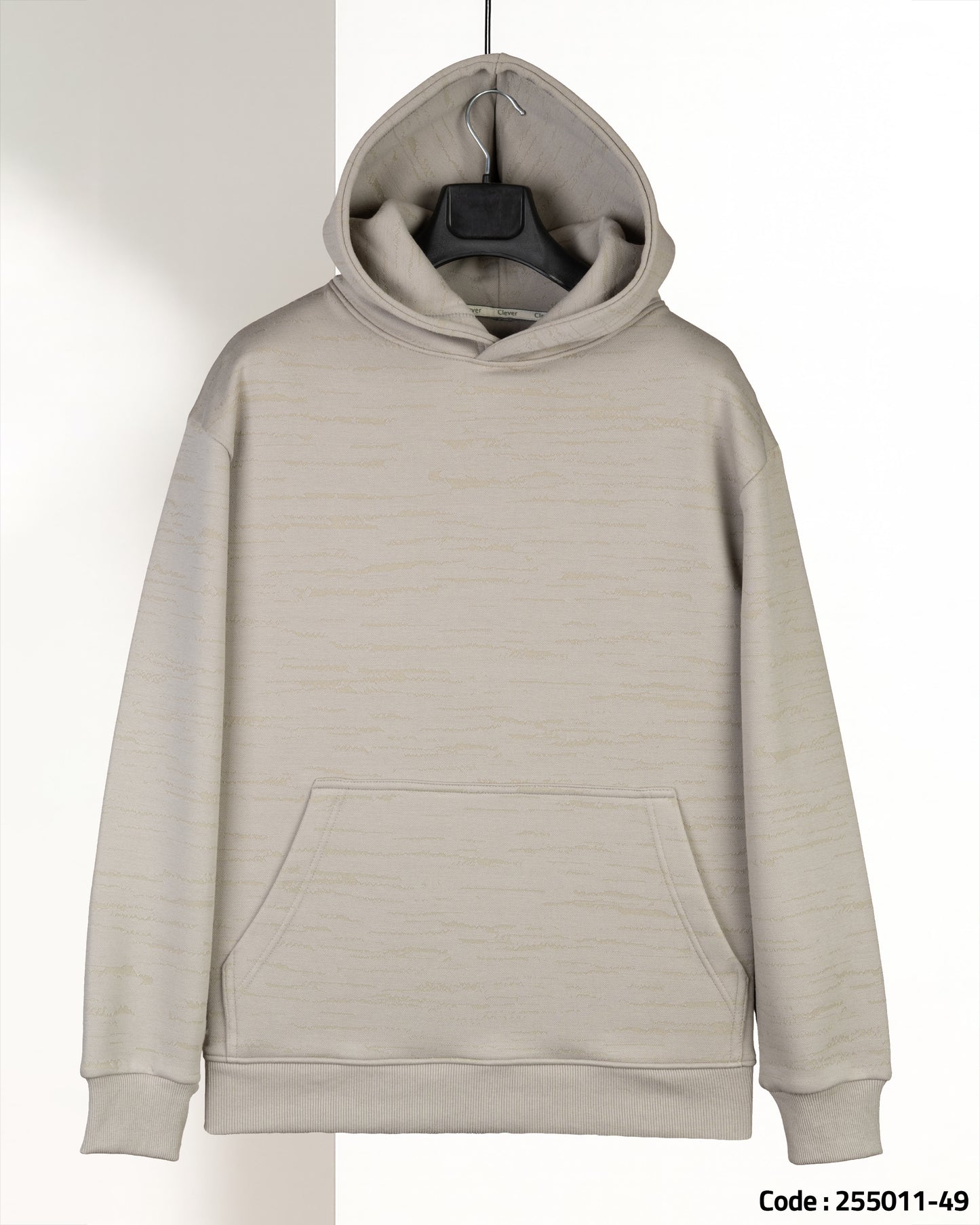 Grey Knitted Cotton Hoodie