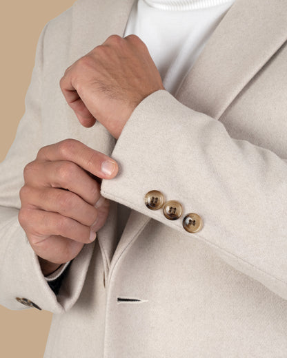 Light Beige Classic Wool Long Coat