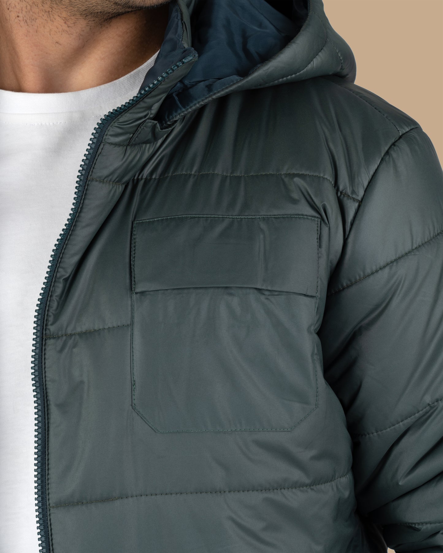 Petrol Blue Waterproof Puffer Jacket