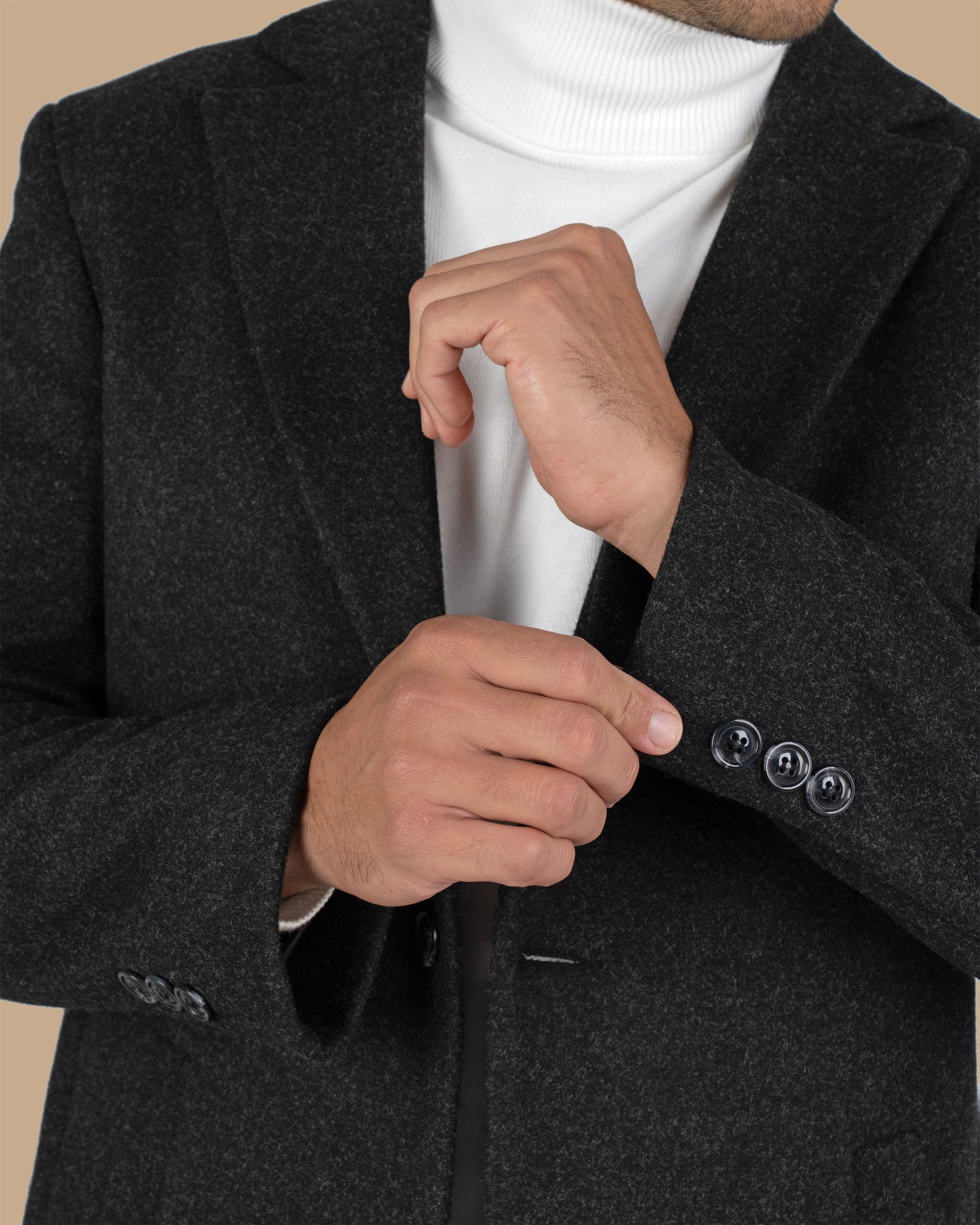 Charcoal Classic Wool Long Coat