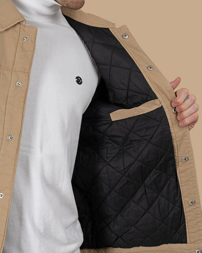 Beige Casual Gabardine Jacket