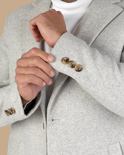 Light Grey Classic Wool Long Coat