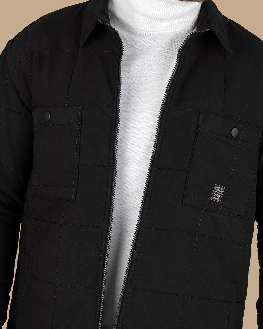 Black Gabardine Quilted Jacket