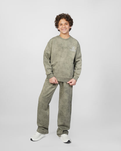 Olive Acid Wash Kids Set