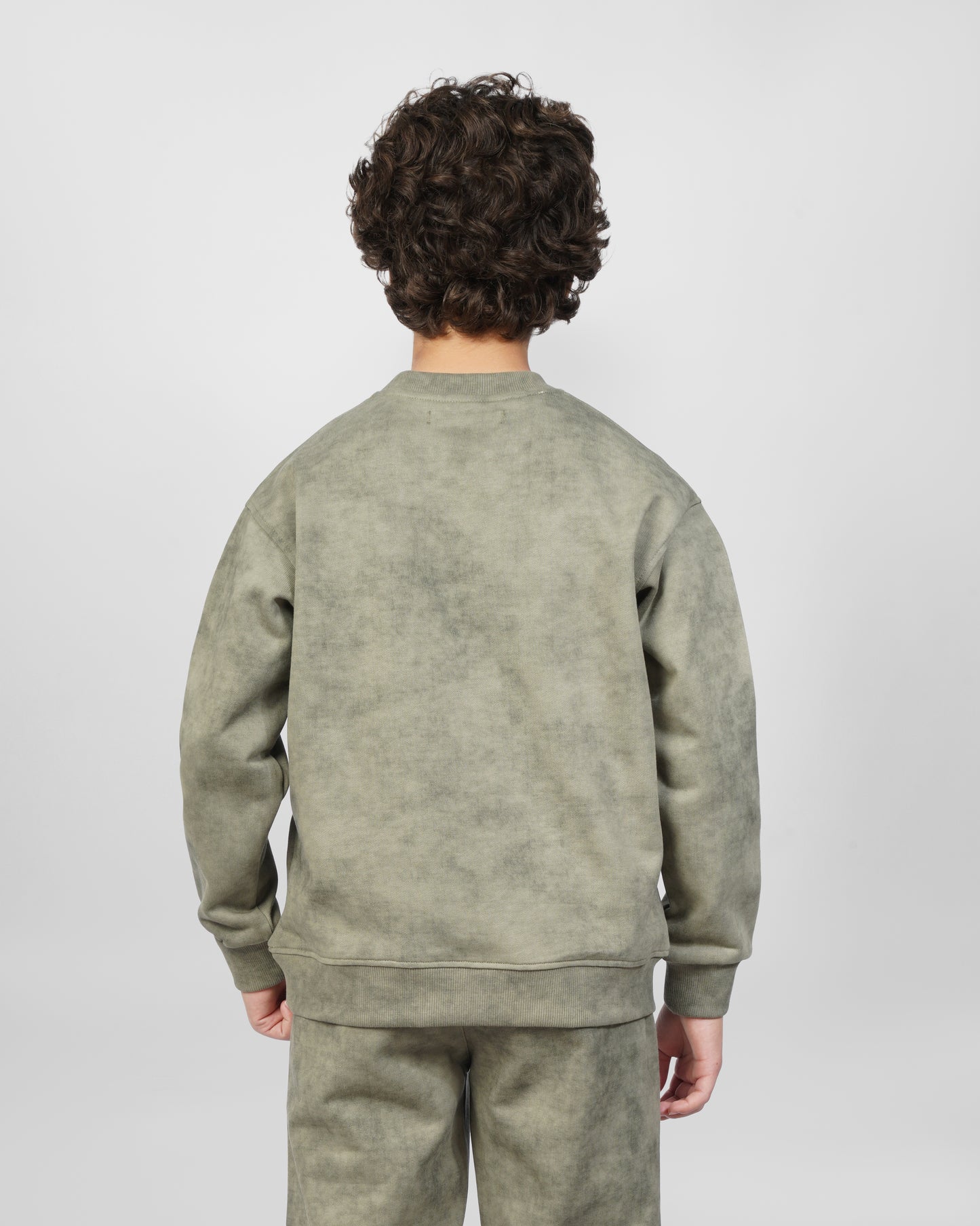 Olive Acid Wash Kids Set