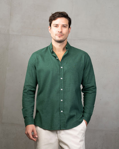 Green Plain Cotton Shirt (Big Size)