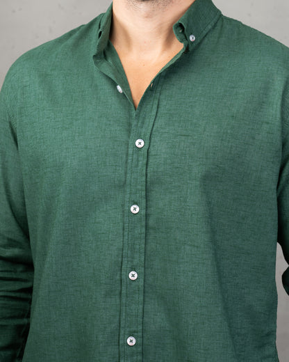 Green Plain Cotton Shirt