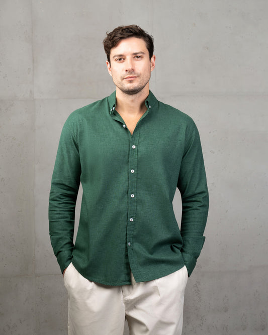 Green Plain Cotton Shirt (Big Size)