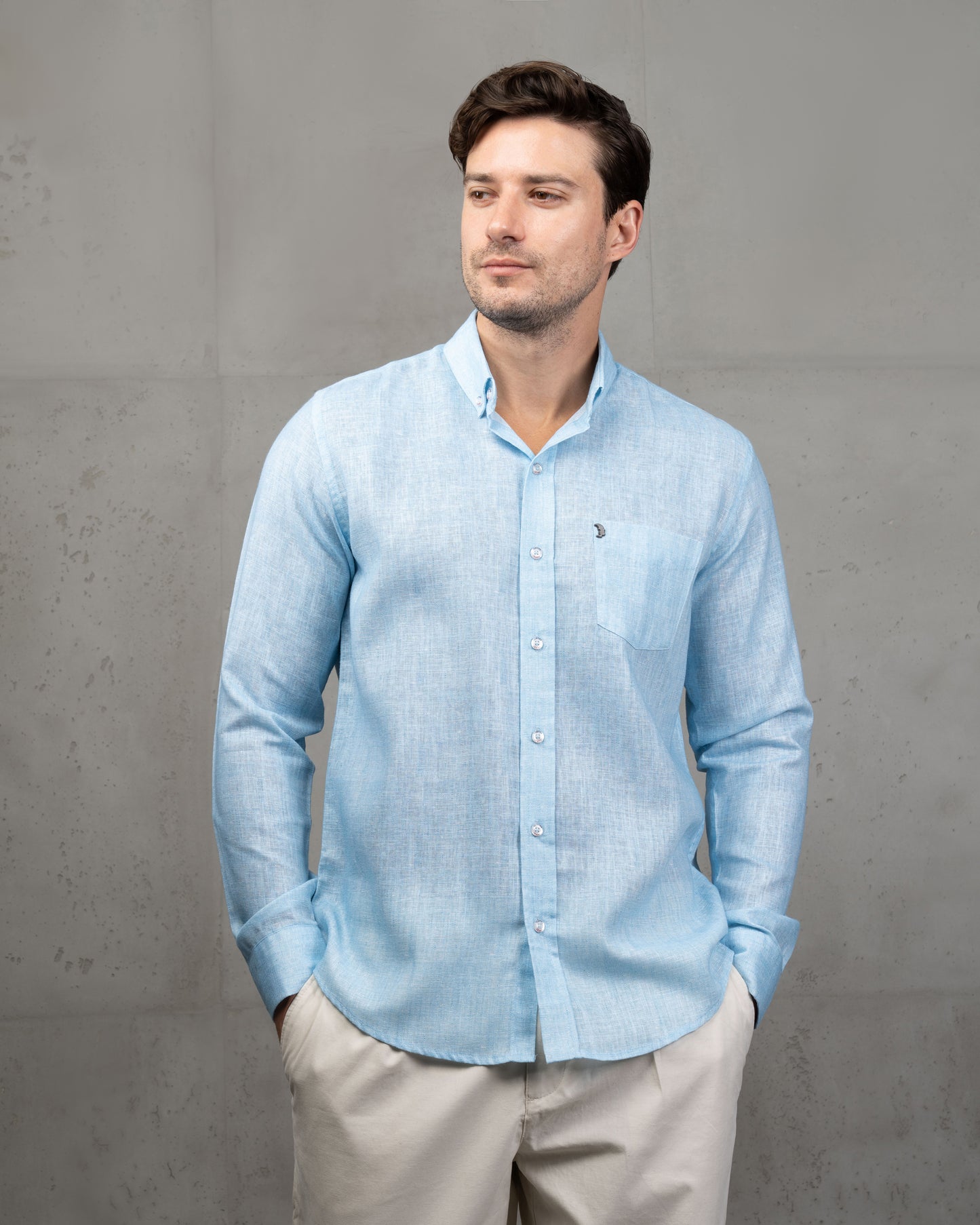 Baby Blue Linen Plain Shirt