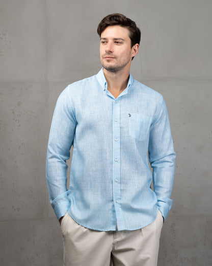 Baby Blue Linen Plain Shirt