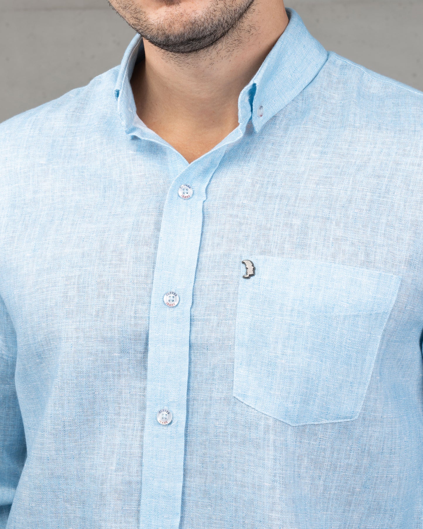 Baby Blue Linen Plain Shirt