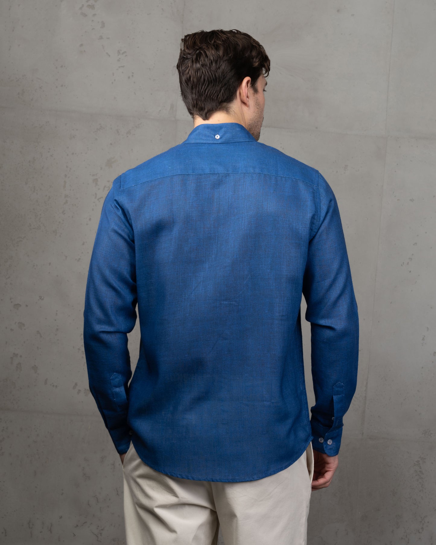 Denim Blue Linen Plain Shirt