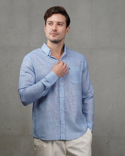 Light blue Linen Plain Shirt