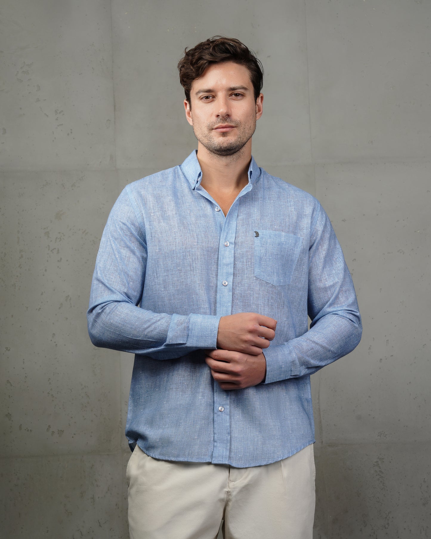 Light blue Linen Plain Shirt