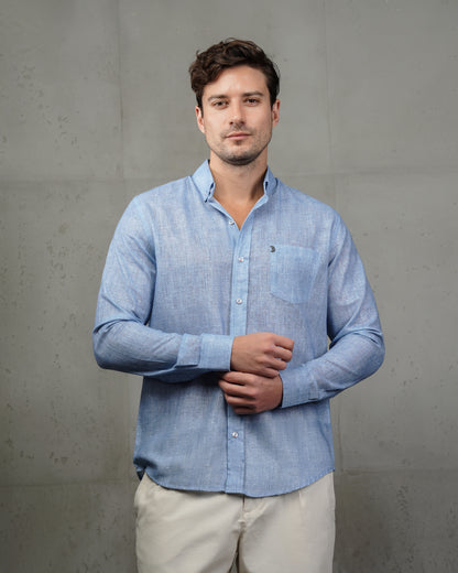 Light blue Linen Plain Shirt