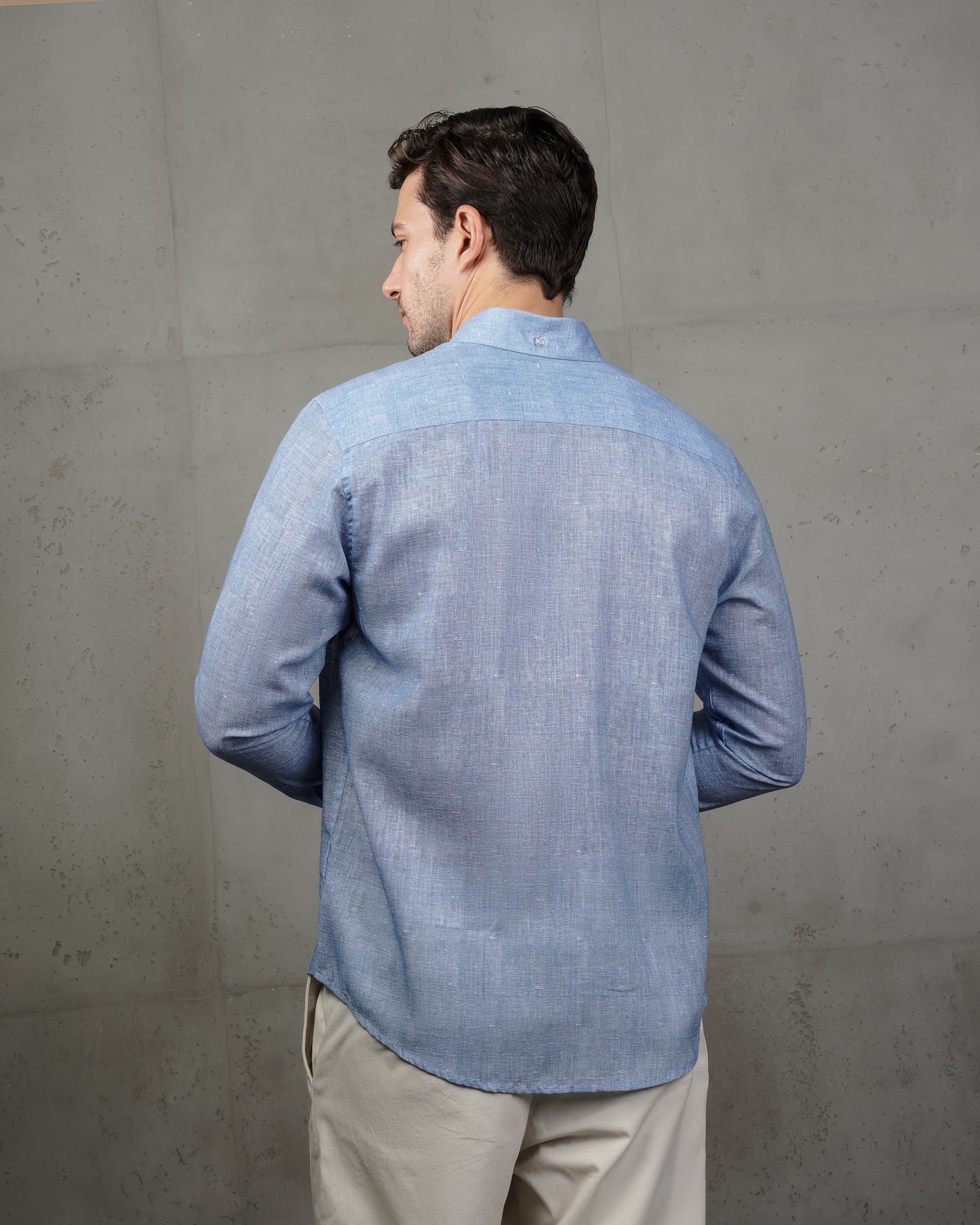 Light blue Linen Plain Shirt