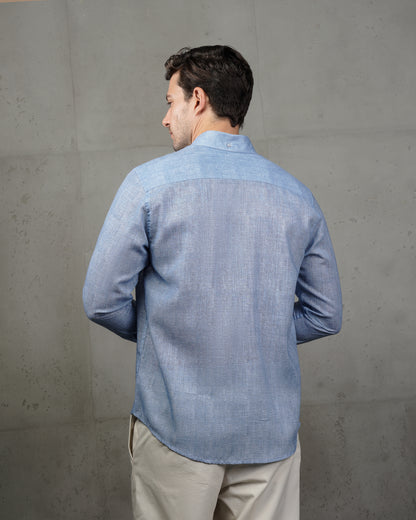 Light blue Linen Plain Shirt