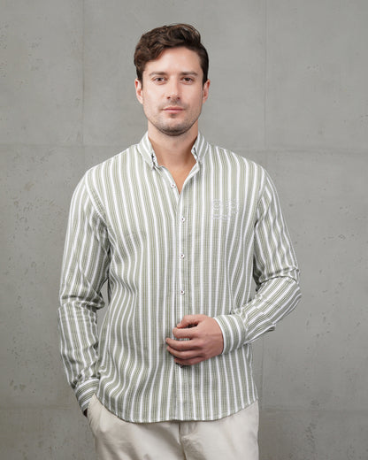 Mint Green Striped Cotton Shirt