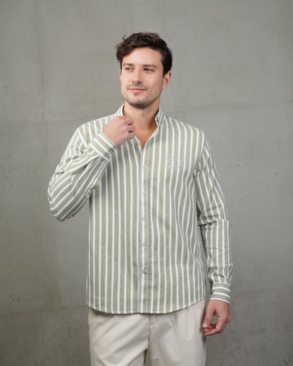 Mint Green Striped Cotton Shirt