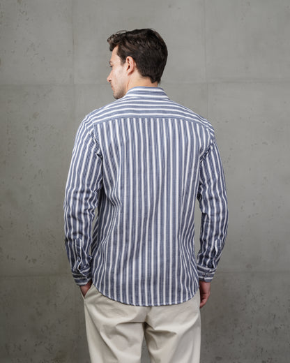 Navy Striped Cotton Shirt