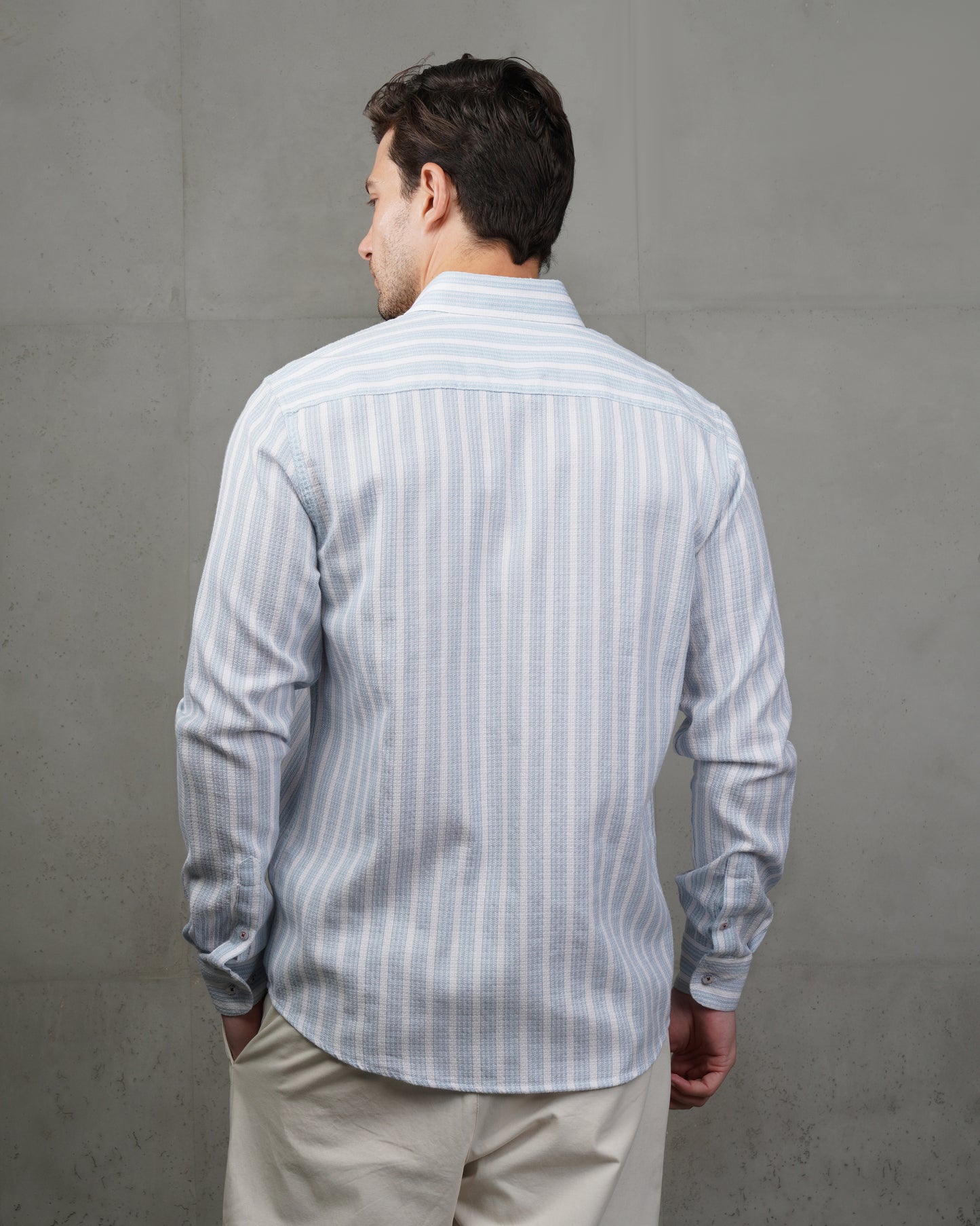 Baby Blue Striped Cotton Shirt