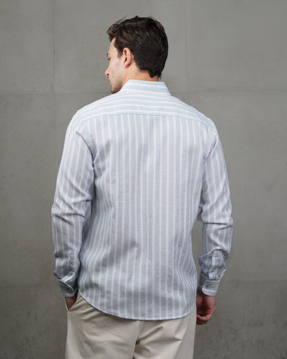 Baby Blue Striped Cotton Shirt
