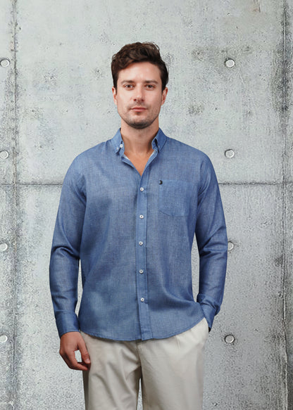 Petrol Linen Plain Shirt