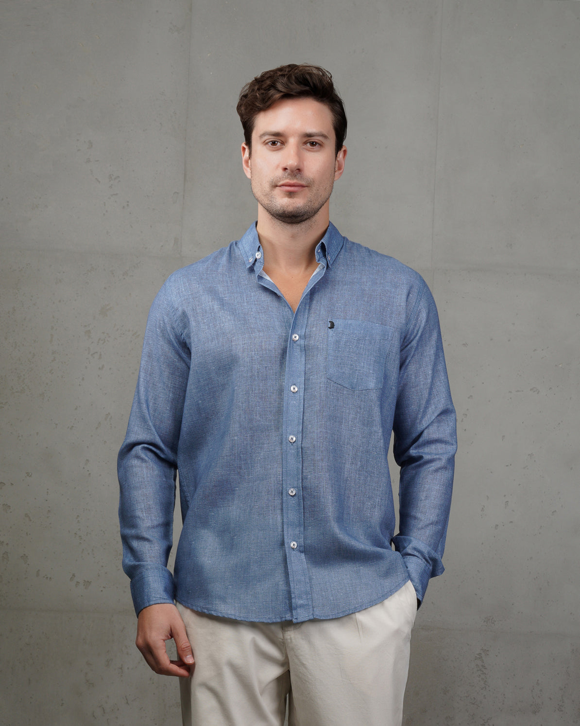 Petrol Linen Plain Shirt