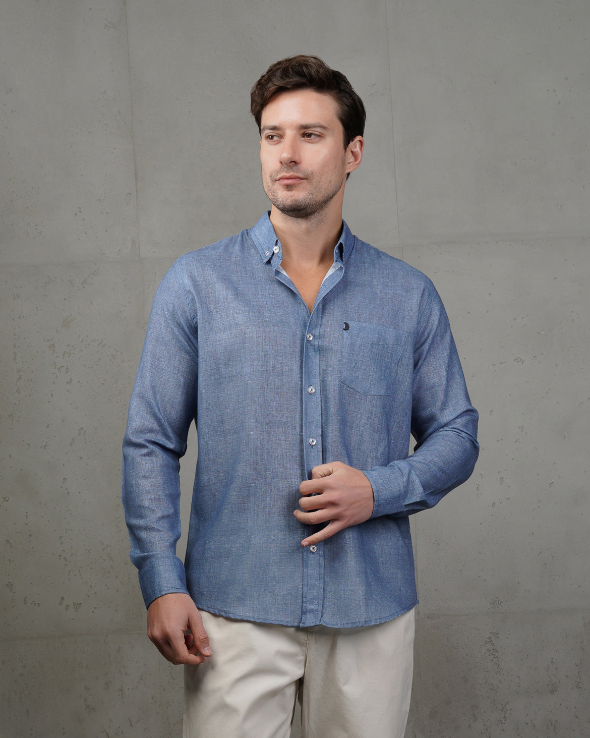 Petrol Linen Plain Shirt