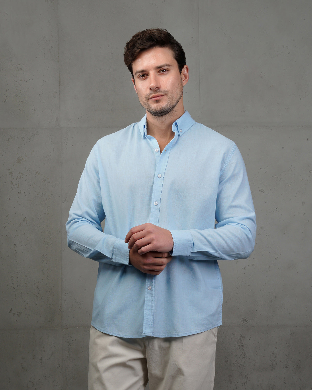 Baby Blue Plain Cotton Shirt