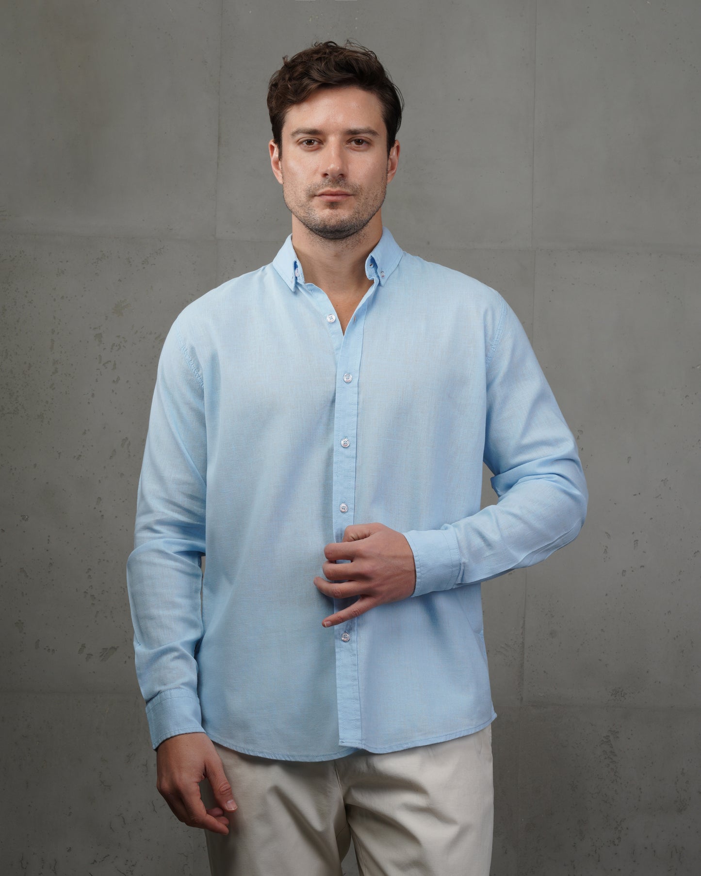 Baby Blue Plain Cotton Shirt