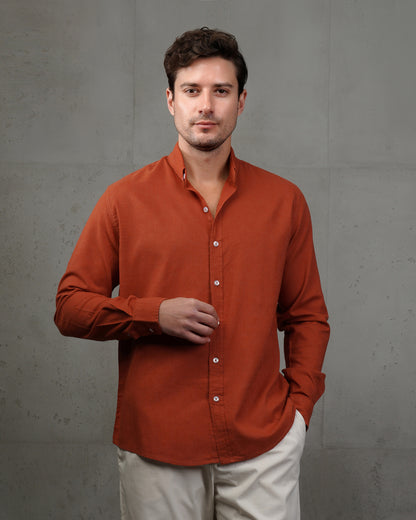 Orange Plain Cotton Shirt