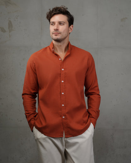 Orange Plain Cotton Shirt (Big Size)