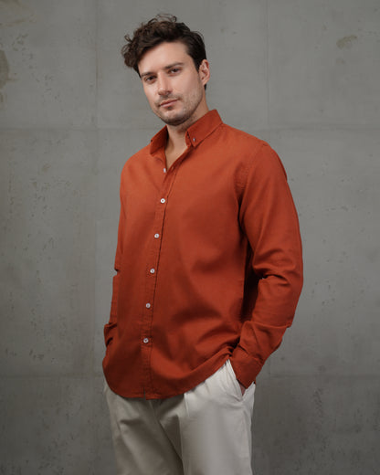 Orange Plain Cotton Shirt (Big Size)