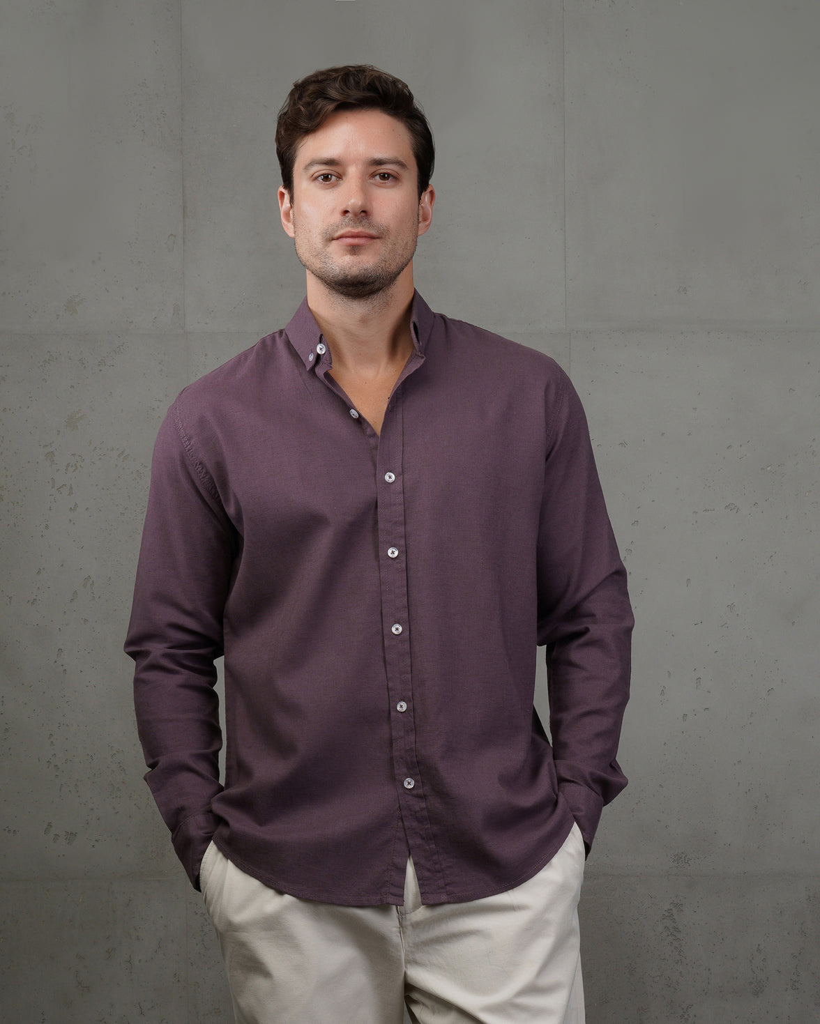 Mauve Plain Cotton Shirt