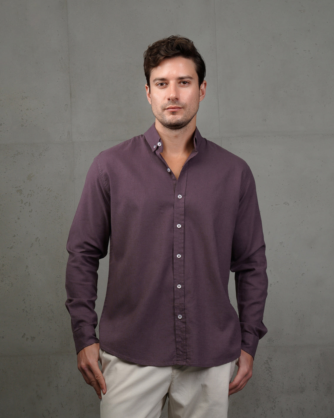 Mauve Plain Cotton Shirt