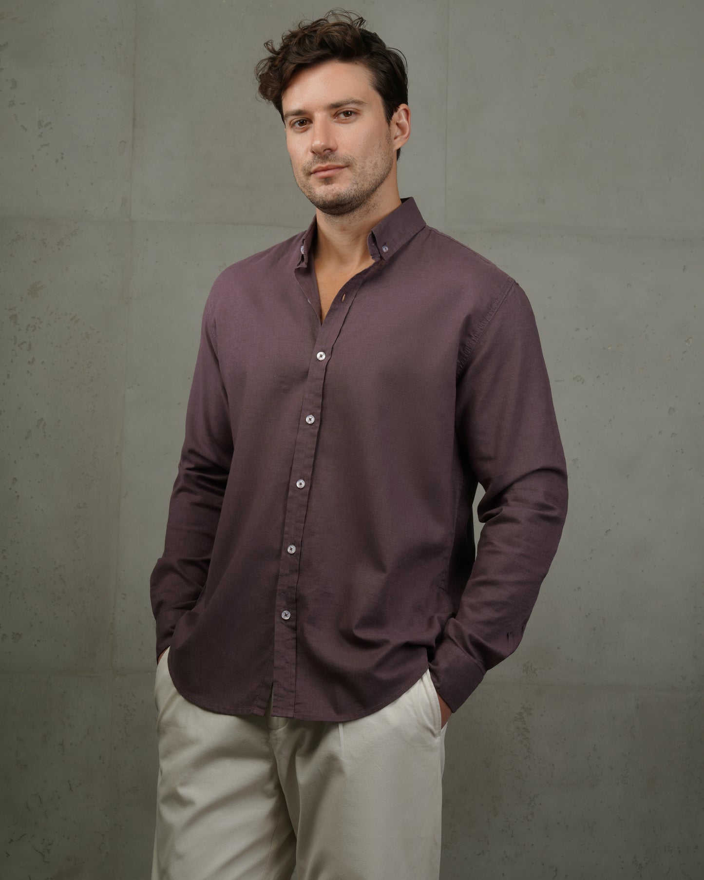 Mauve Plain Cotton Shirt
