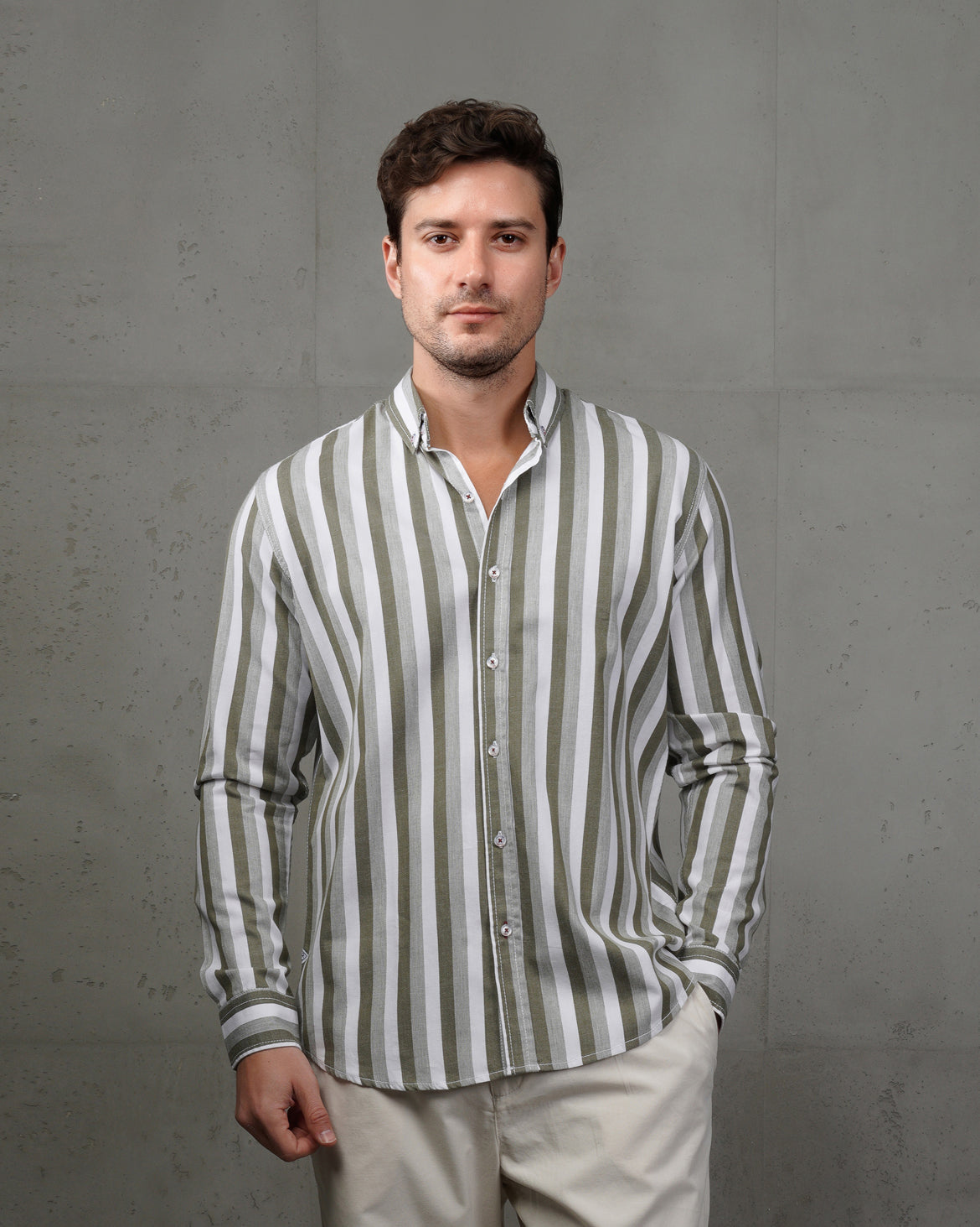 Oil Casual Striped Cotton Shirt (Big Size)