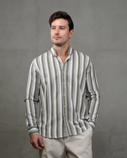 Oil Casual Striped Cotton Shirt (Big Size)