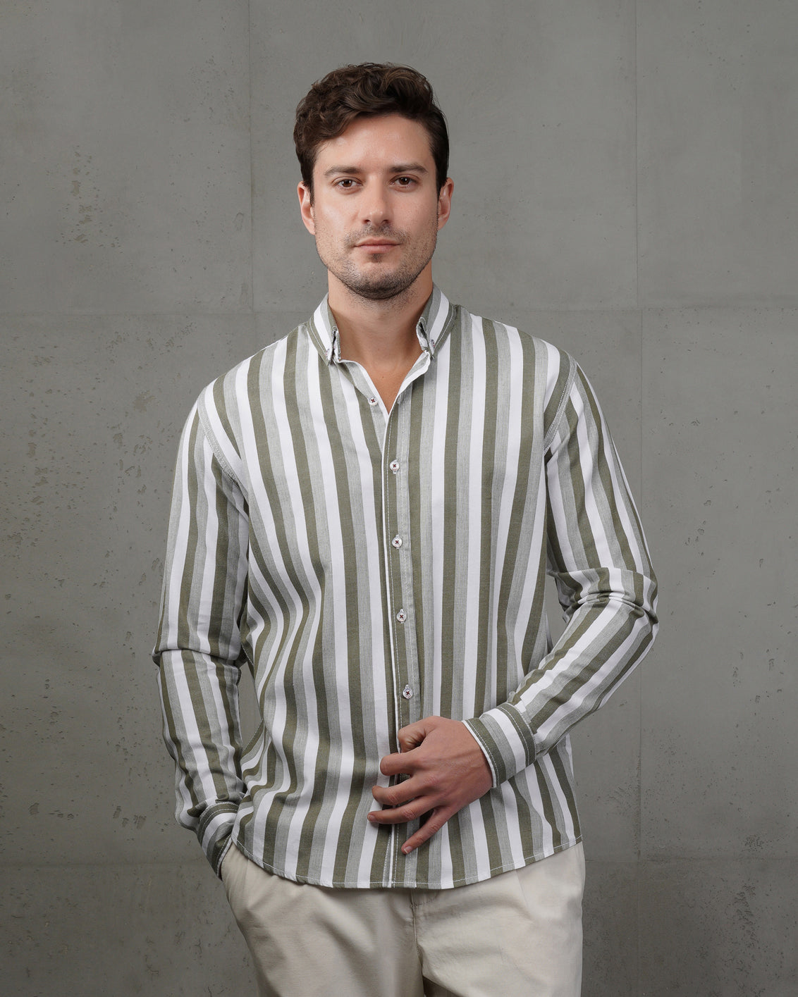 Oil Casual Striped Cotton Shirt (Big Size)