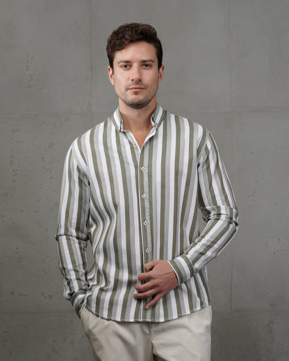 Oil Casual Striped Cotton Shirt (Big Size)