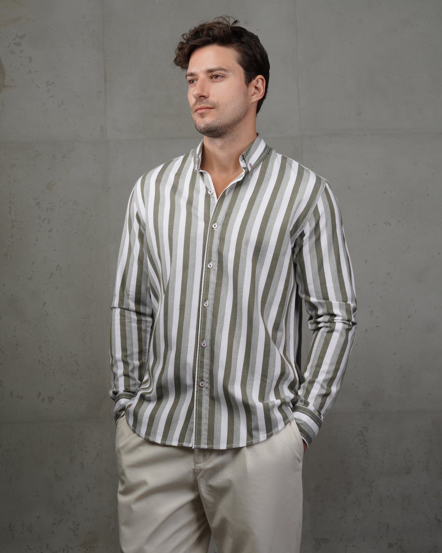 Oil Casual Striped Cotton Shirt