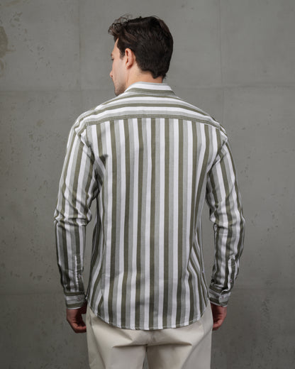 Oil Casual Striped Cotton Shirt
