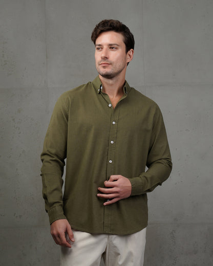 Oil Plain Cotton Shirt